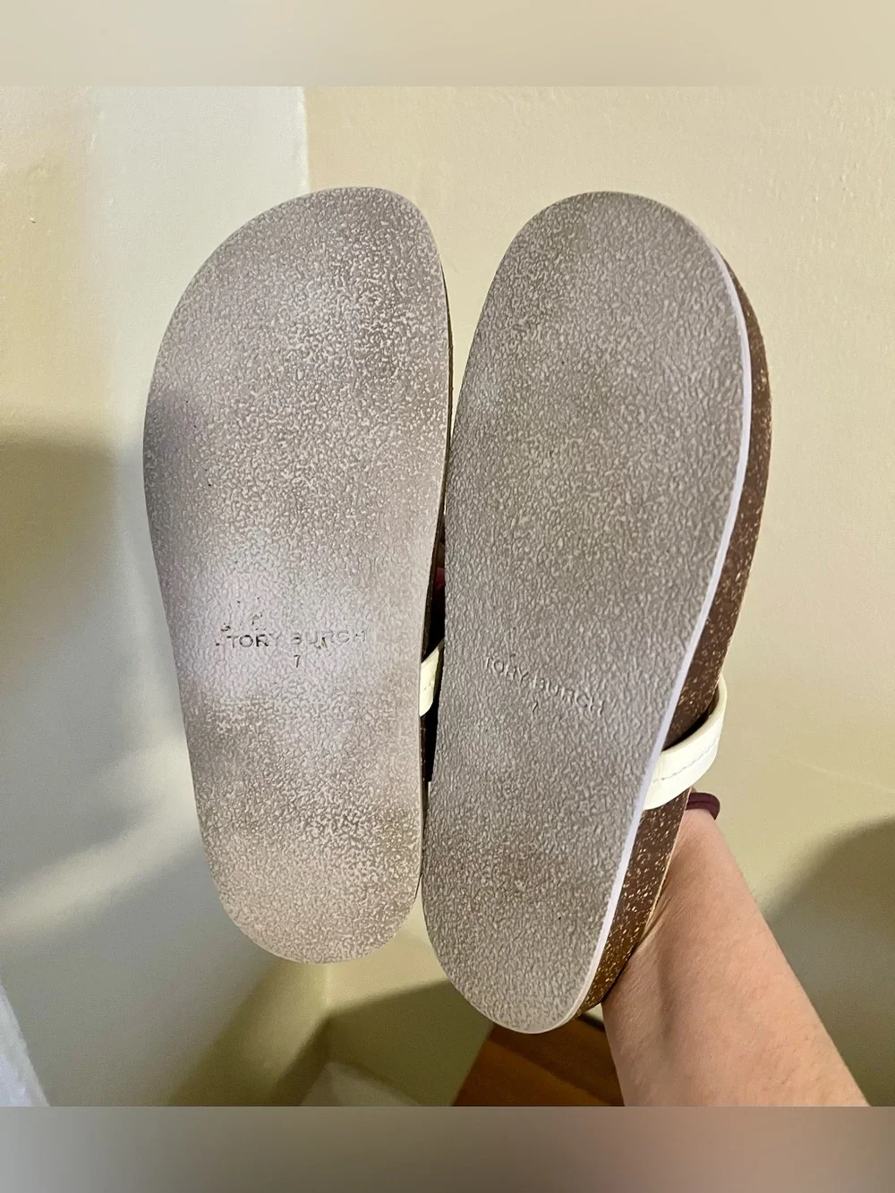 Tory Burch Miller Cloud Lavender White & Black Logo Sandals - Size 7 - Picture 6 of 6